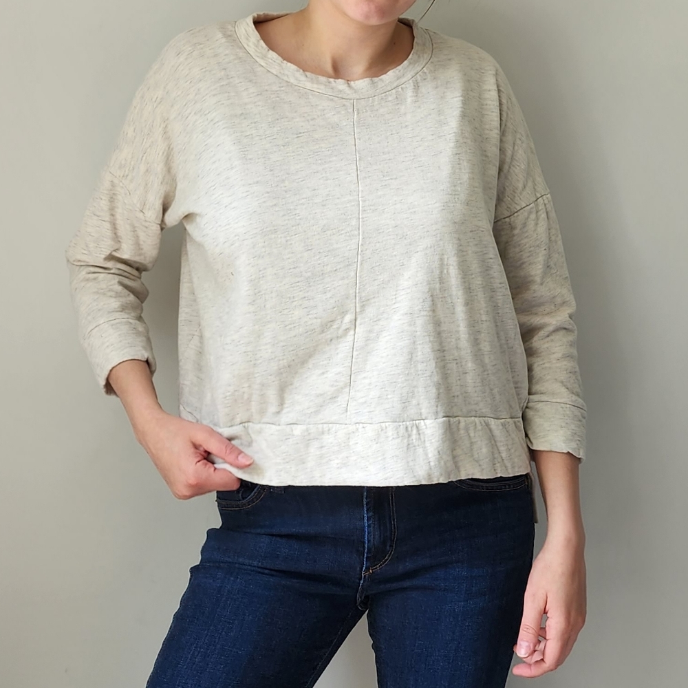 Madewell Heathered City Island Pullover Top L Beige Cream